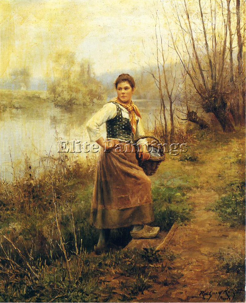 DANIEL RIDGWAY KNIGHT COUNTRY GIRL ARTIST PAINTING REPRODUCTION HANDMADE OIL ART
