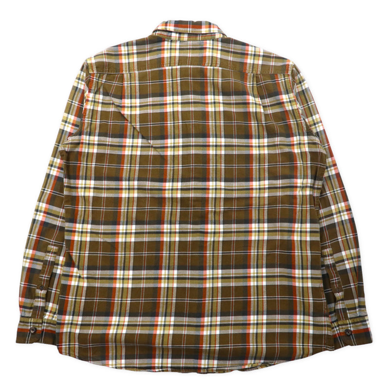 Eddie Bauer フランネル ボタンダウンシャツ L ブラウン チェック コットン RELAXED FIT
