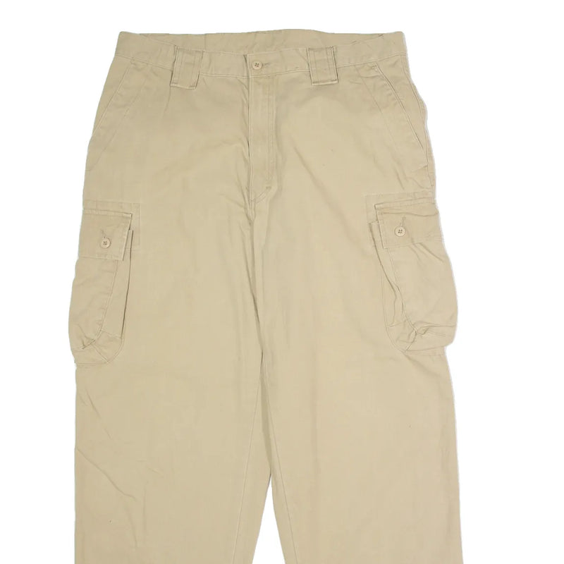 LL BEAN Cargo Mens Canvas Trousers Beige Regular Straight 90s W34 L30