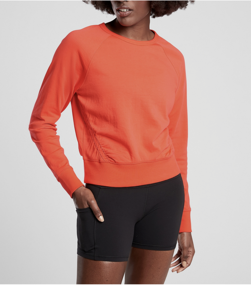 Athleta Racing Red Long Sleeve Sundown Puckered Sweatshirt