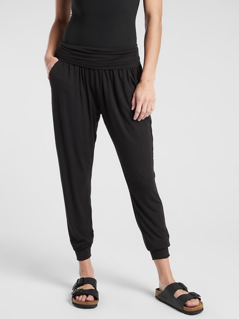 Athleta Black Soft Lounge Elastic Waist Studio Jogger