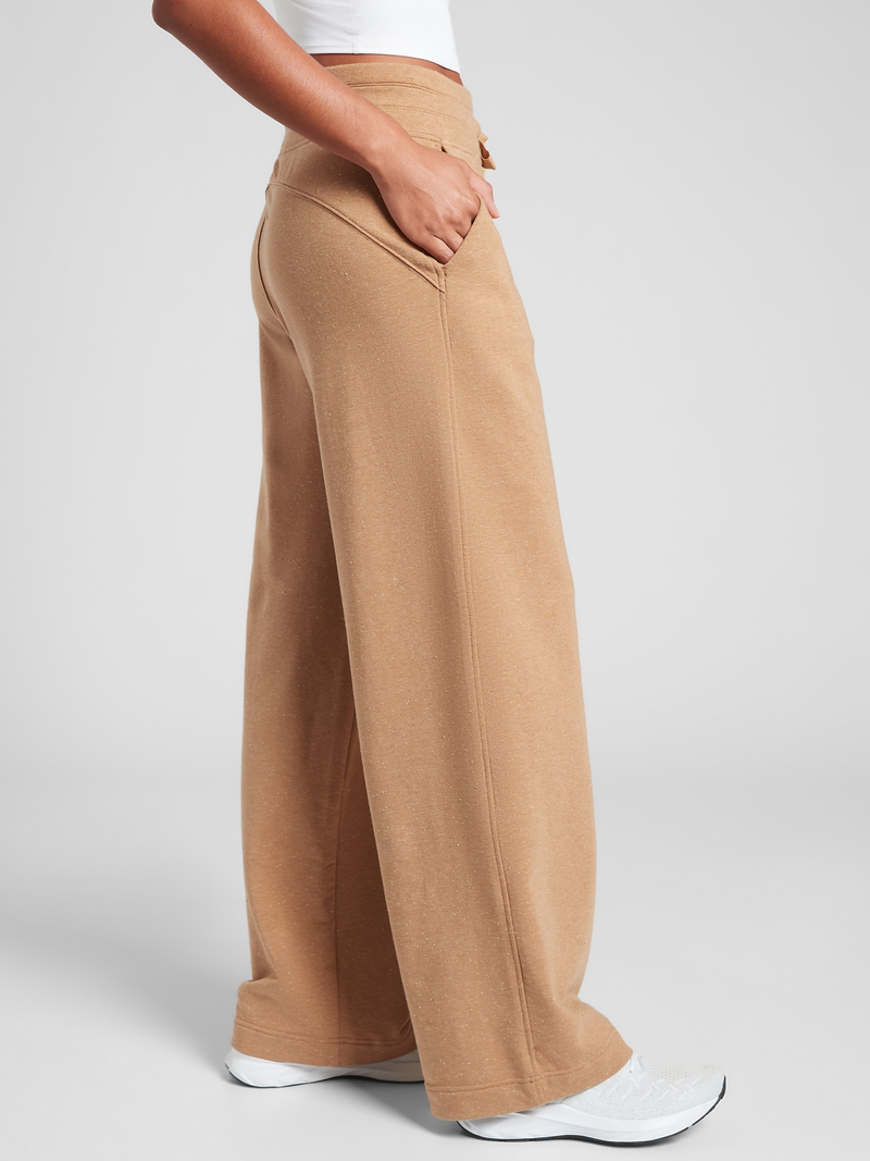 Athleta Tuscan Gold Multi Nep Drawstring Waistband Wide Leg Balance Pant
