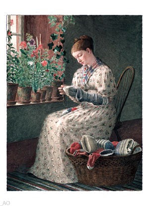 A Month's Darning by Enoch Wood Perry - Hand Painted Oil Painting