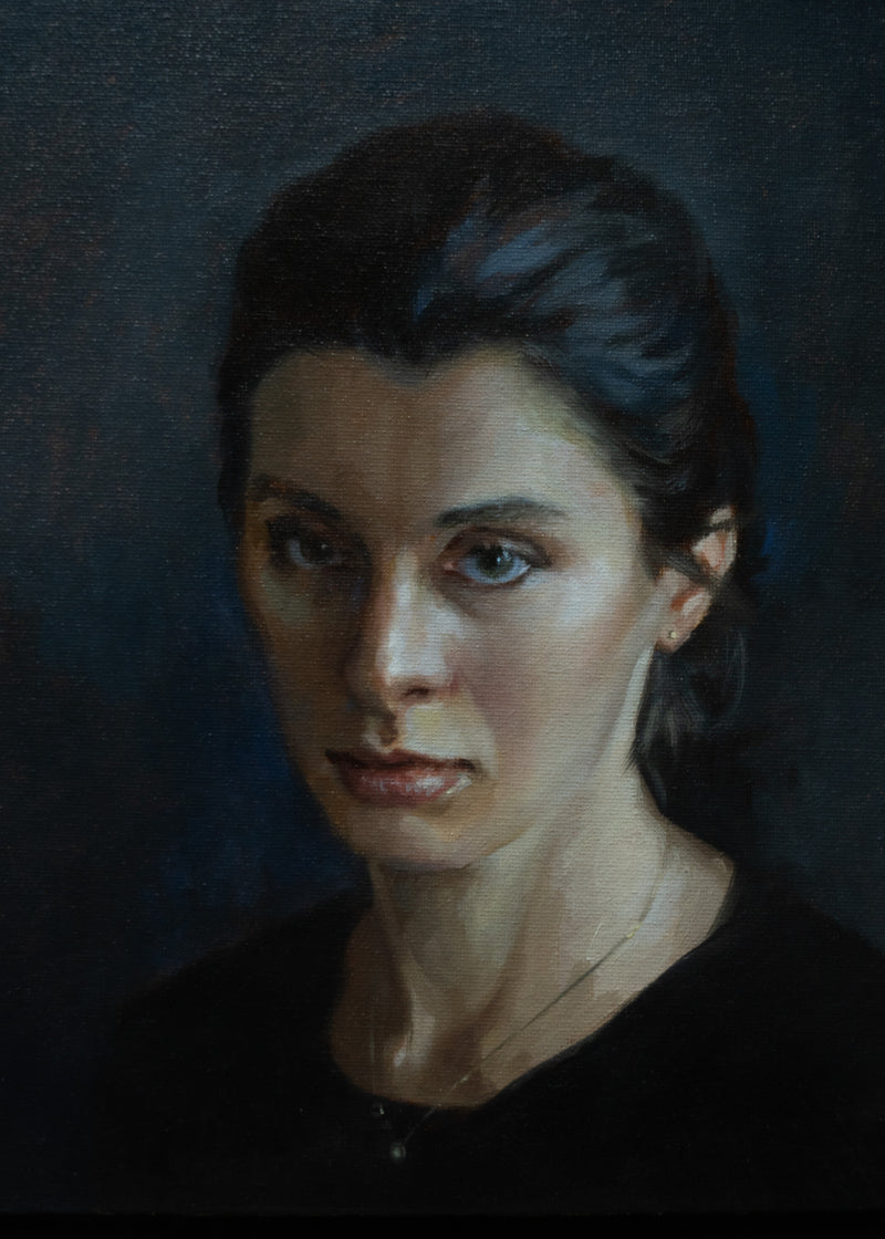 Oil portrait on a rectangle canvas (painted from a photograph)