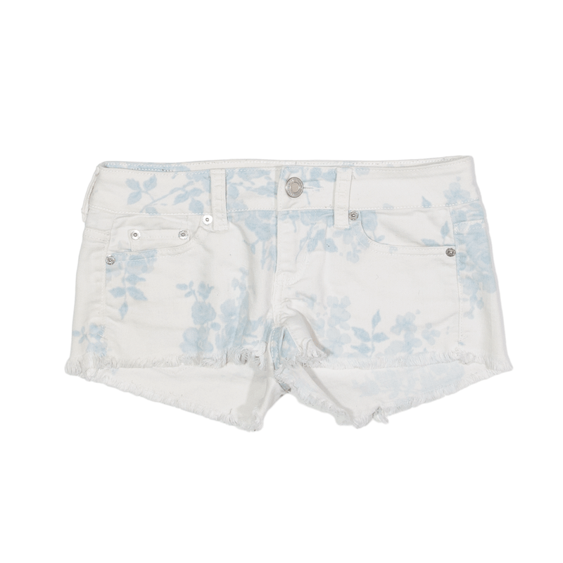 AMERICAN EAGLE Denim Shorts White Regular Floral Womens S W28