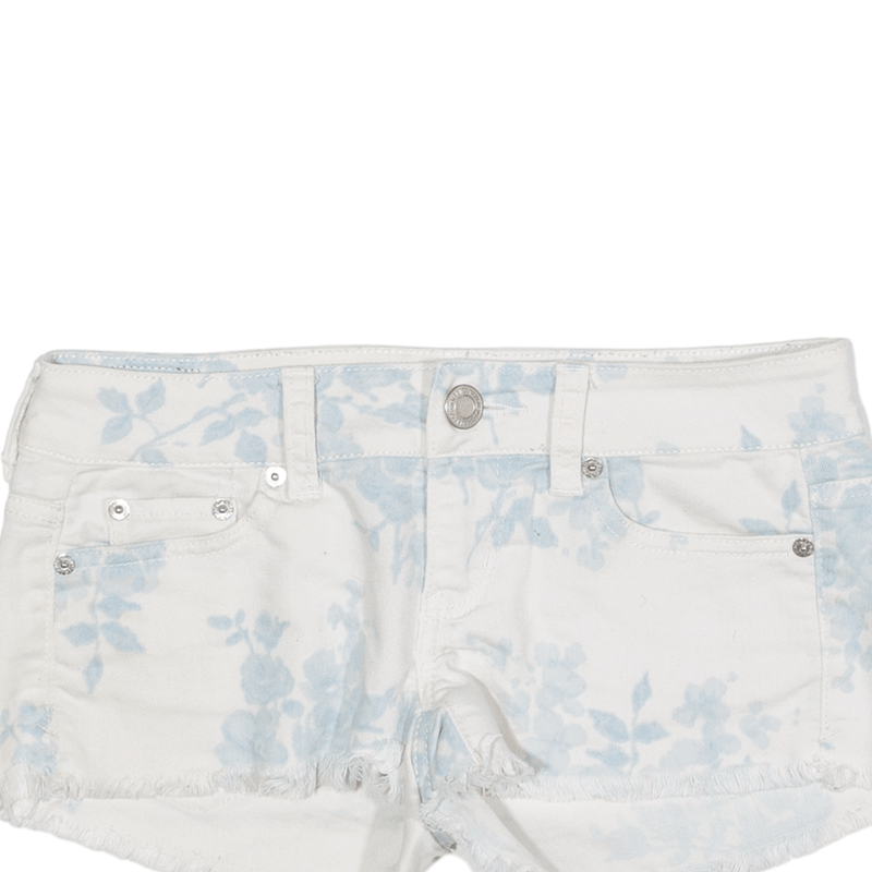 AMERICAN EAGLE Denim Shorts White Regular Floral Womens S W28
