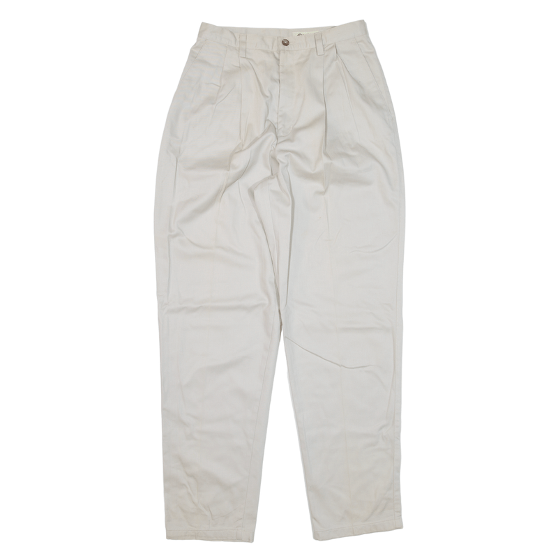 EDDIE BAUER Pleated Trousers Beige Regular Tapered Womens W28 L30