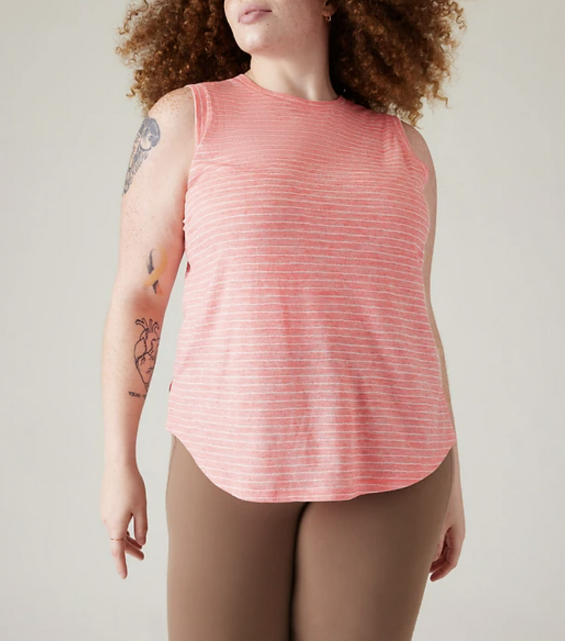 Athleta Breezy Stripe Sunset Glow Sleeveless Breezy Top Tank