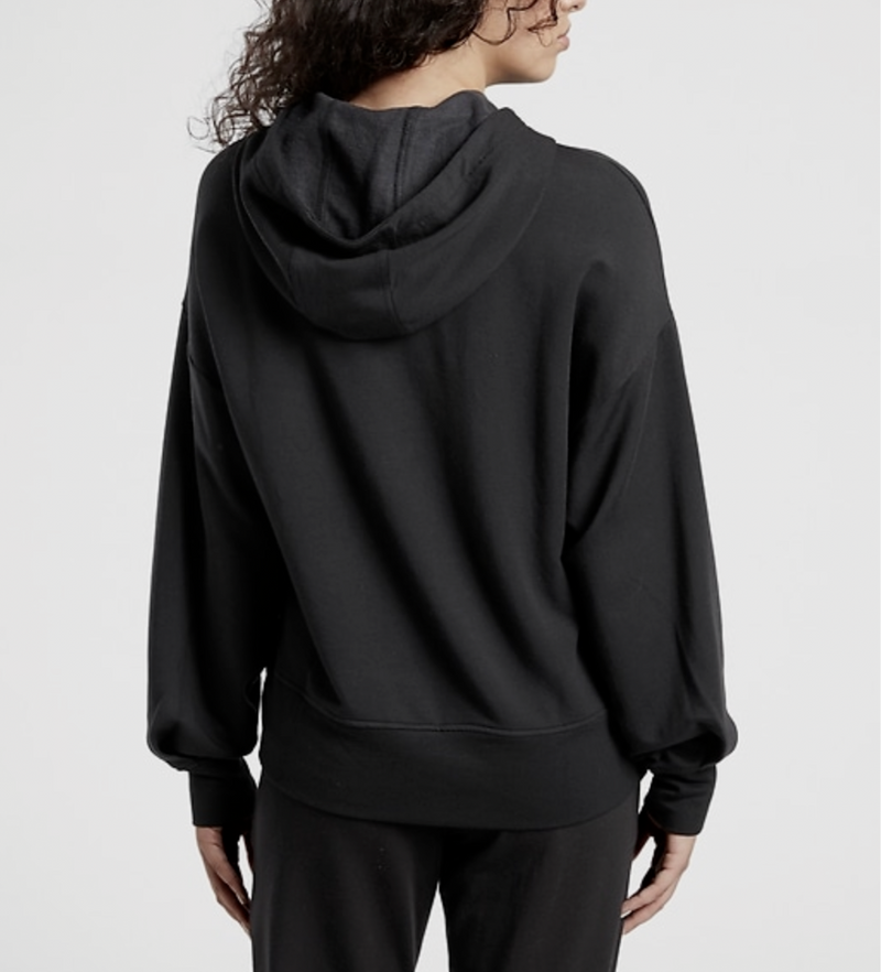 Athleta Black Long Sleeve Balance Hoodie Sweatshirt Top